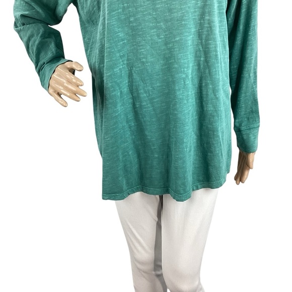 Sundance Teal Crochet Detail Long Sleeve Cotton Tunic Top Size L - Picture 3 of 6